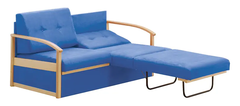 RO - R pohovka rozkládací, dřevěná, koženka OTO N 15 - koženka blankytně modrá